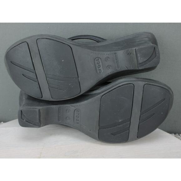 Crocs Cabana Heeled Flip Flops Womens 10 Black Pink Rubber Casual Comfort - Picture 5 of 6